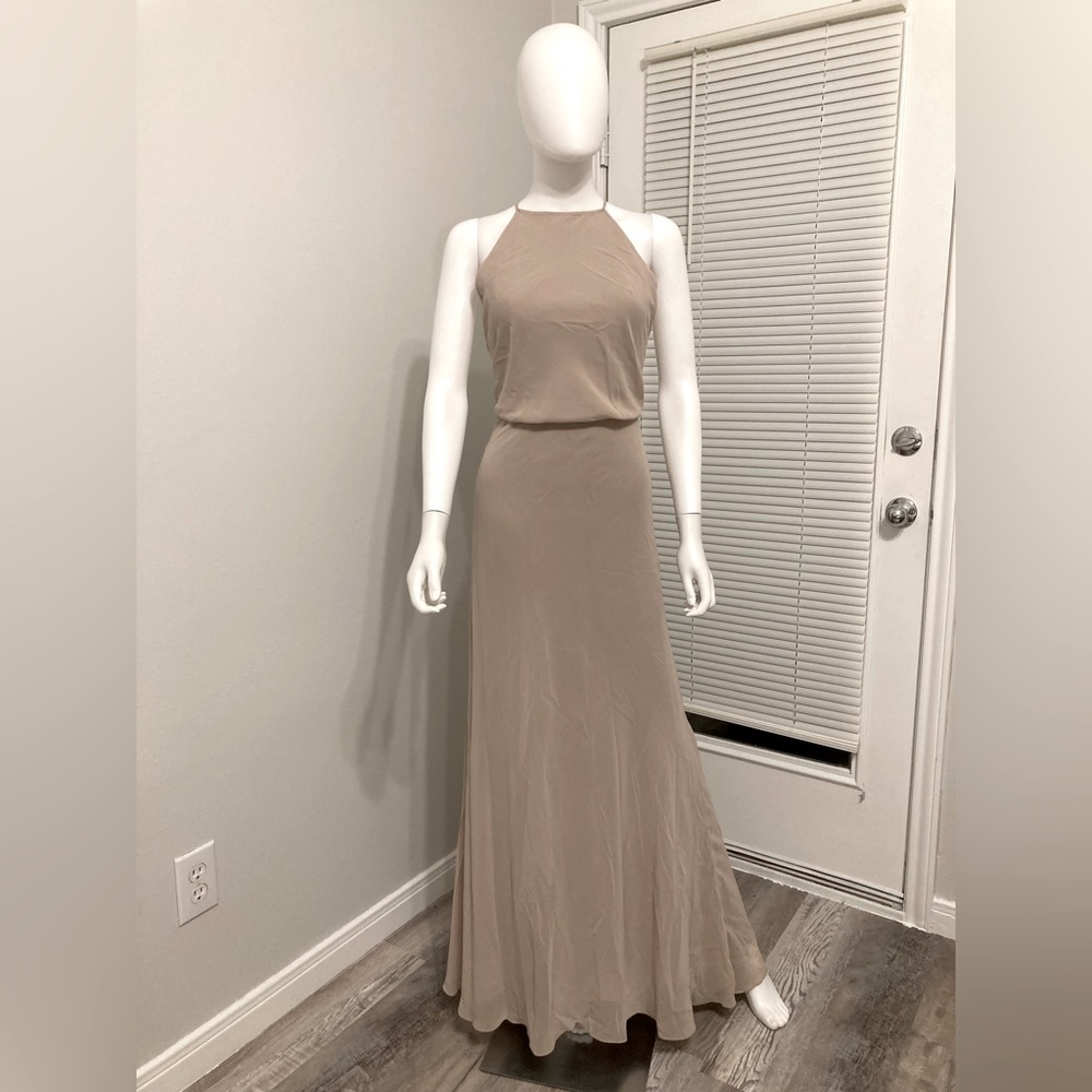 Monique Lhuillier Women's evening dress long beige elegant size -8